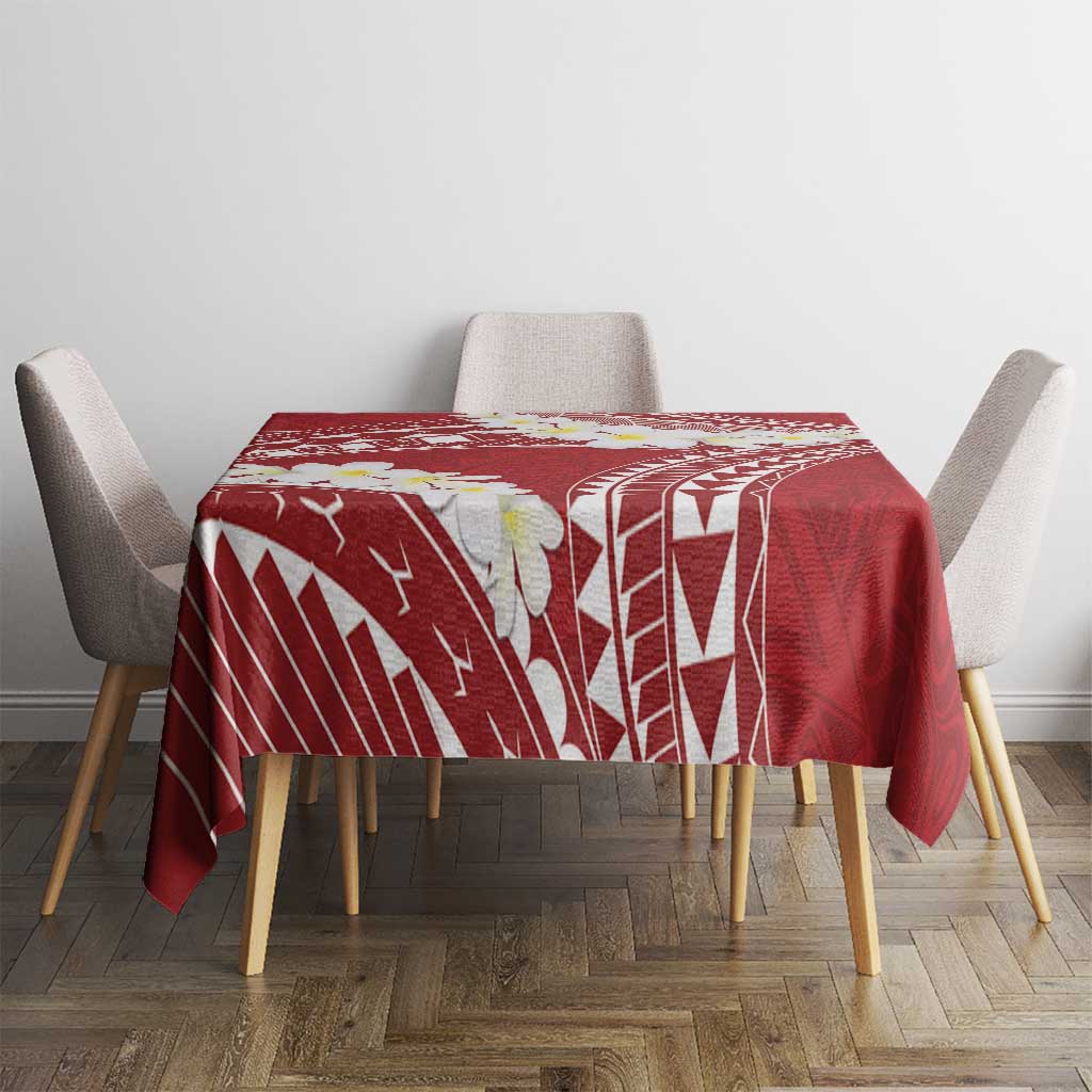Polynesian Vintage Floral Tablecloth Scarlet Motifs - Polynesian Pride