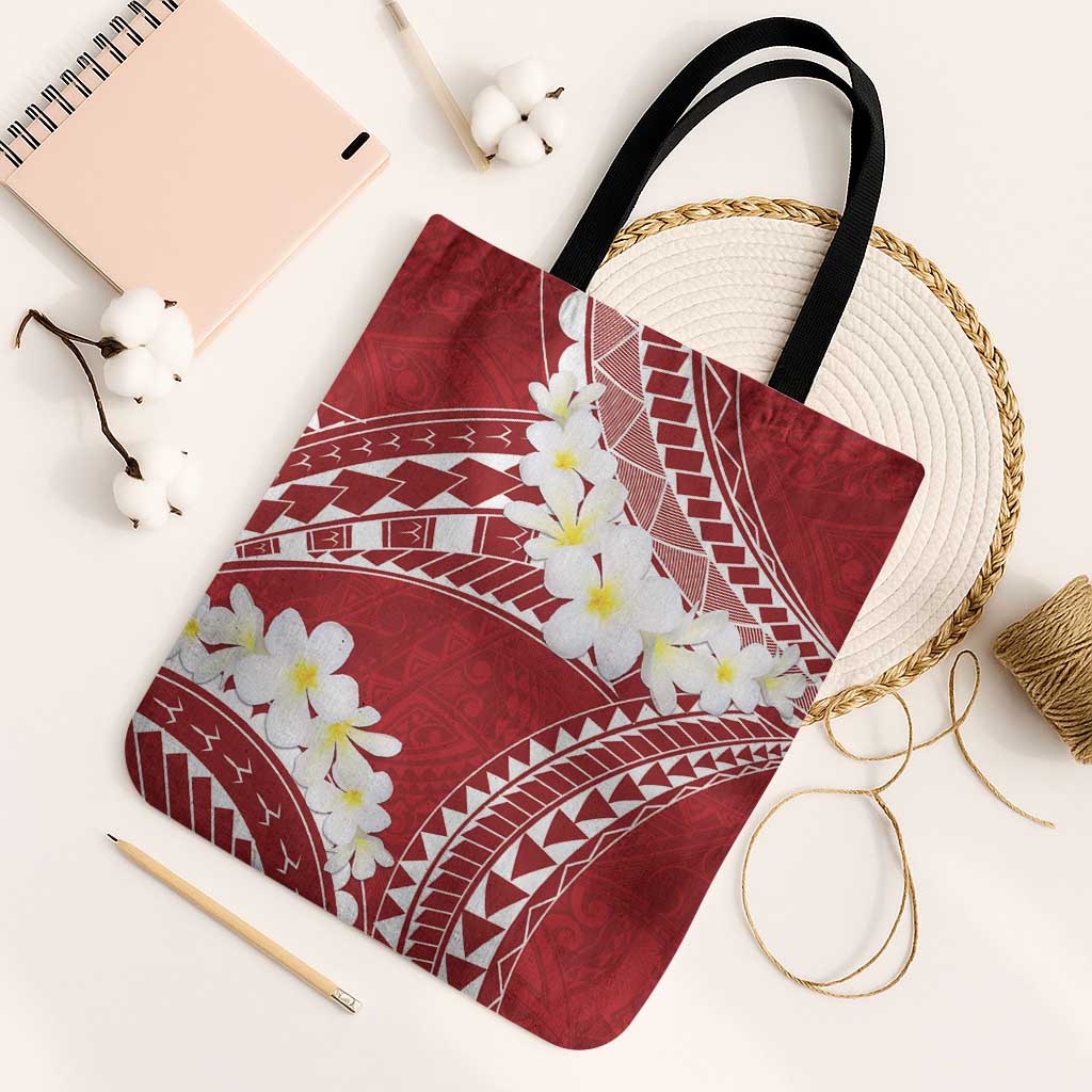 Polynesian Vintage Floral Tote Bag Scarlet Motifs - Polynesian Pride
