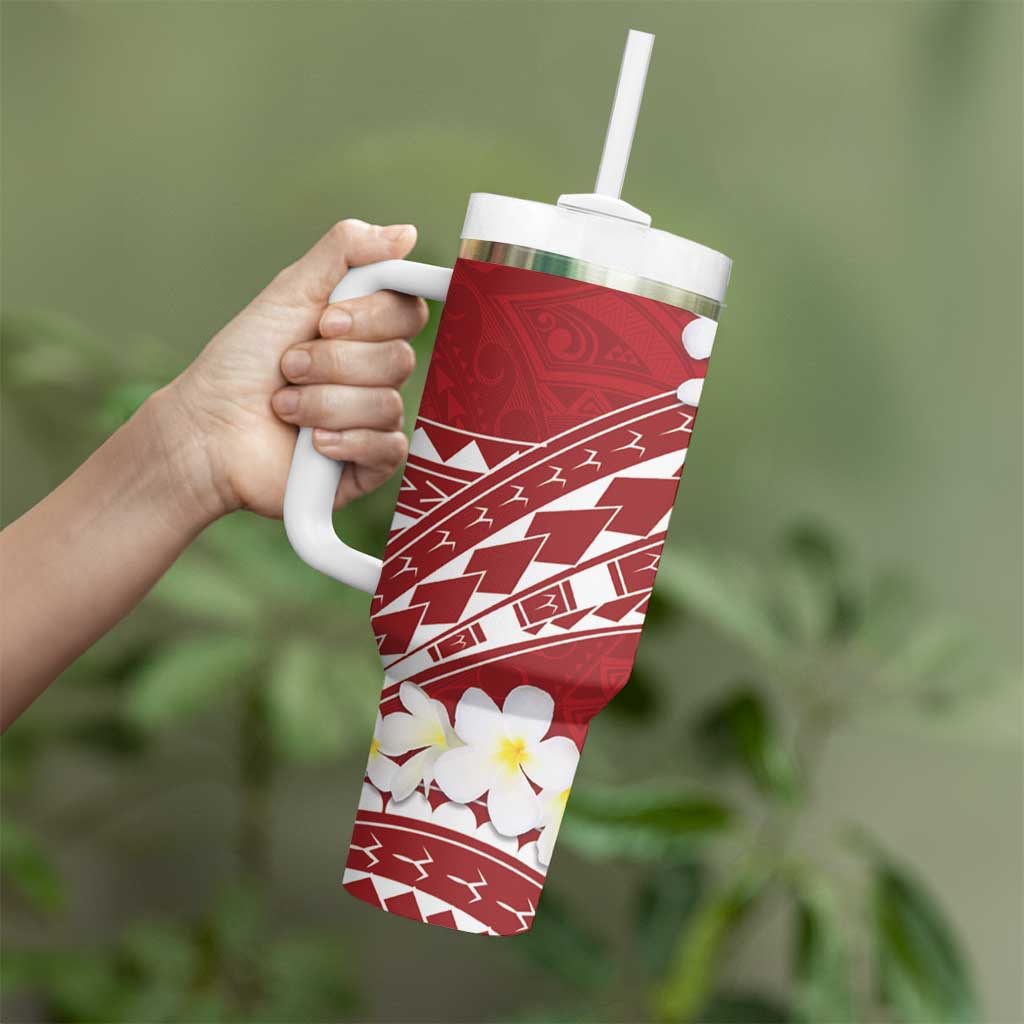 Polynesian Vintage Floral Tumbler With Handle Scarlet Motifs - Polynesian Pride