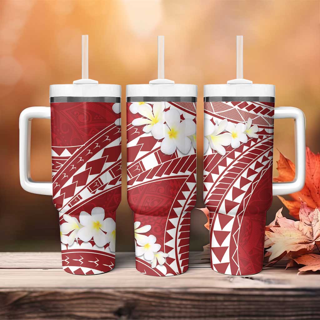 Polynesian Vintage Floral Tumbler With Handle Scarlet Motifs - Polynesian Pride