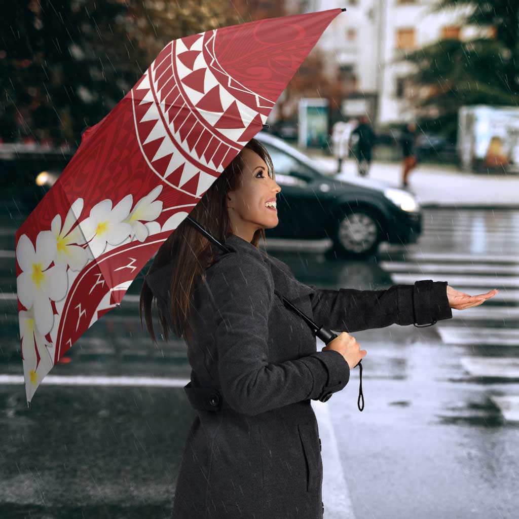 Polynesian Vintage Floral Umbrella Scarlet Motifs - Polynesian Pride