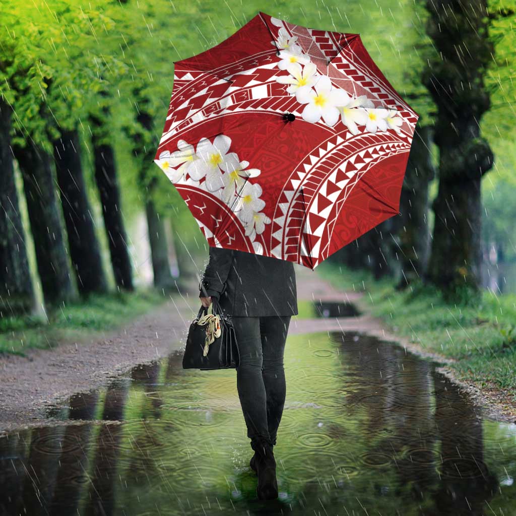 Polynesian Vintage Floral Umbrella Scarlet Motifs - Polynesian Pride