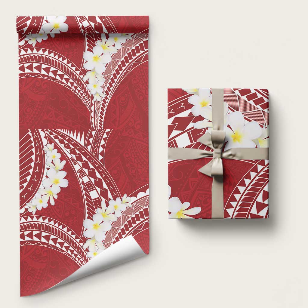 Polynesian Vintage Floral Wrapping Paper Scarlet Motifs