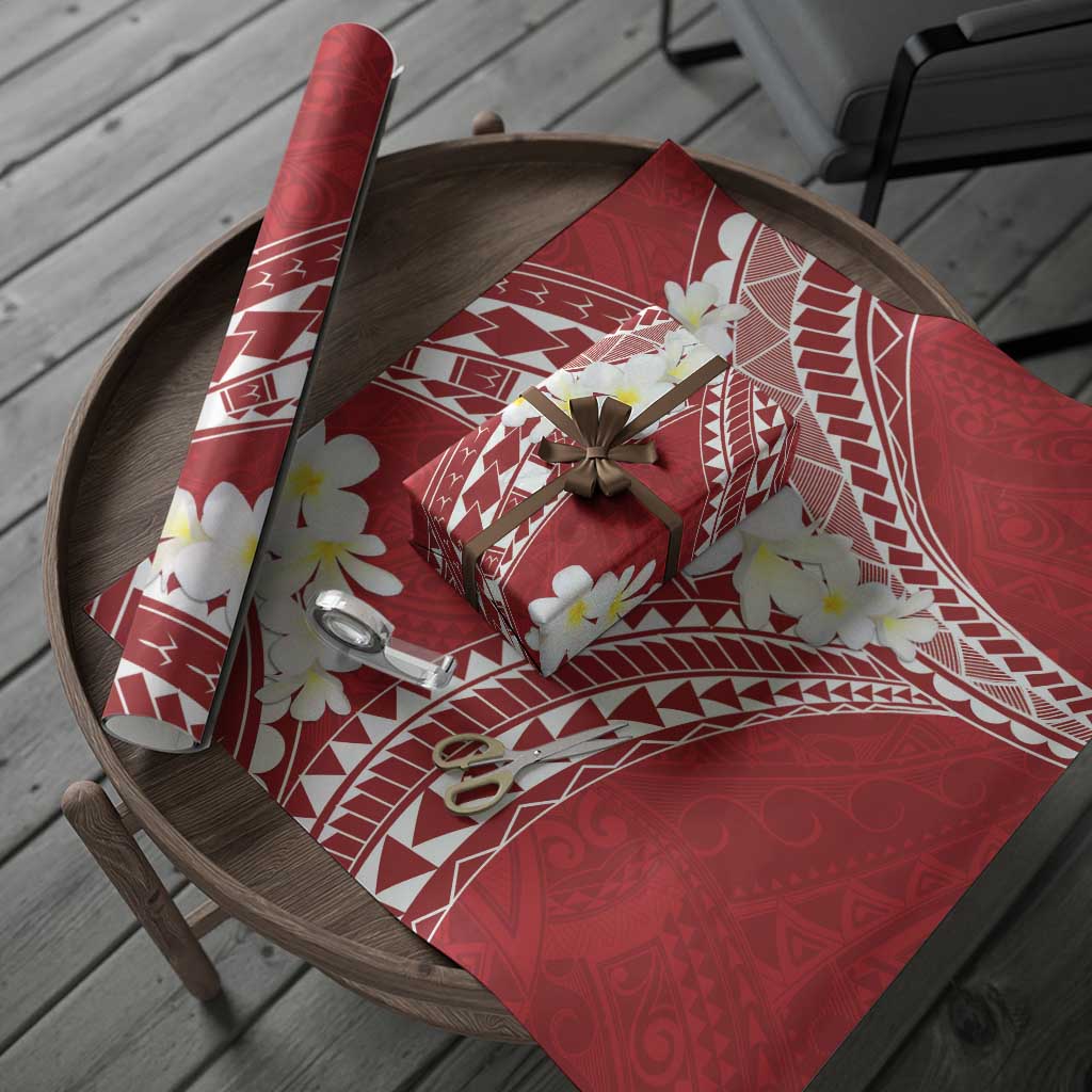 Polynesian Vintage Floral Wrapping Paper Scarlet Motifs