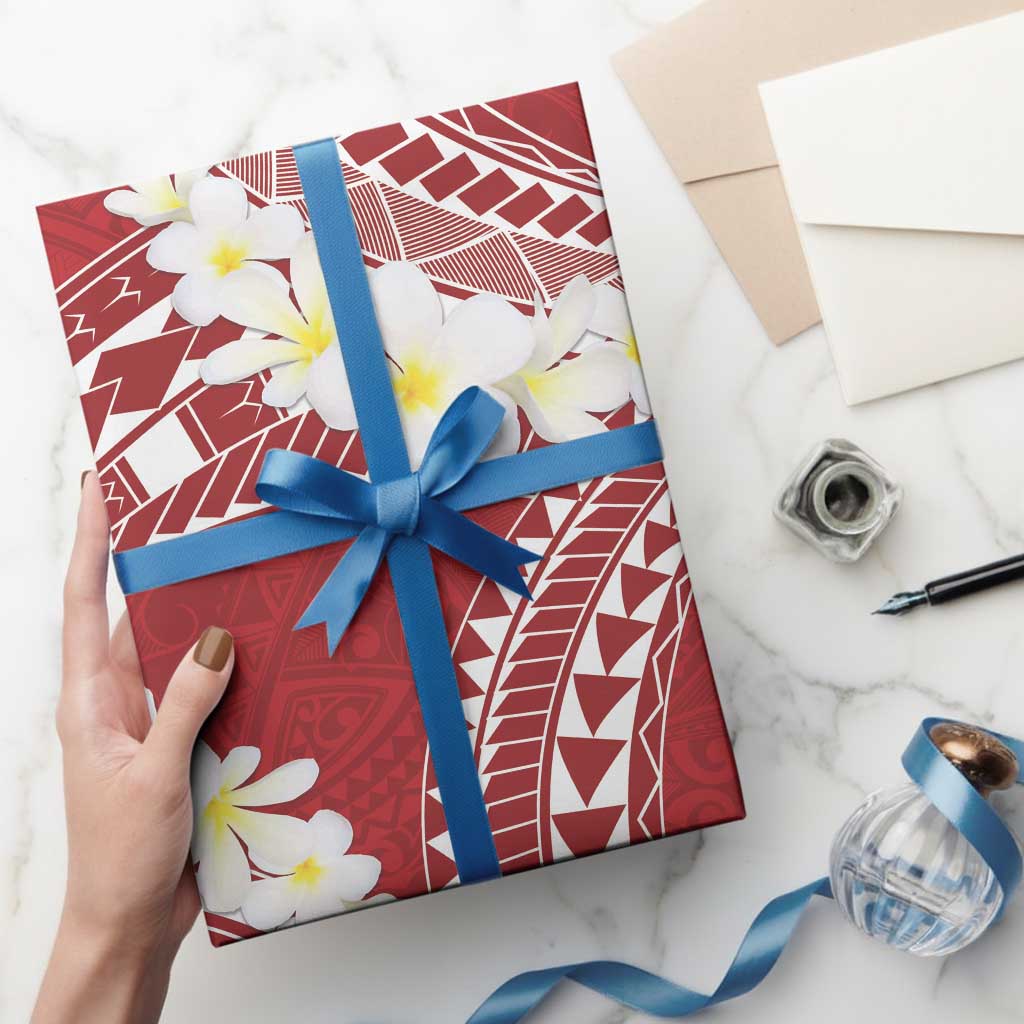 Polynesian Vintage Floral Wrapping Paper Scarlet Motifs