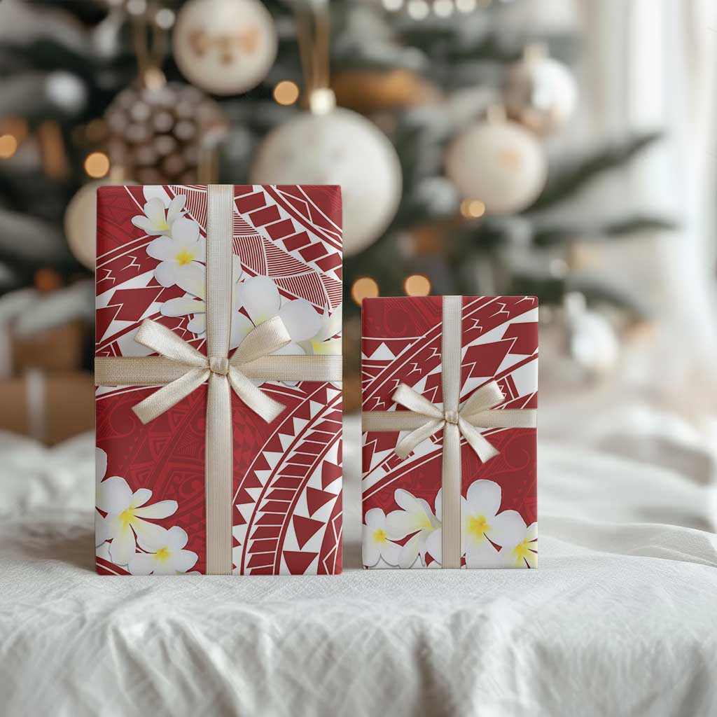 Polynesian Vintage Floral Wrapping Paper Scarlet Motifs