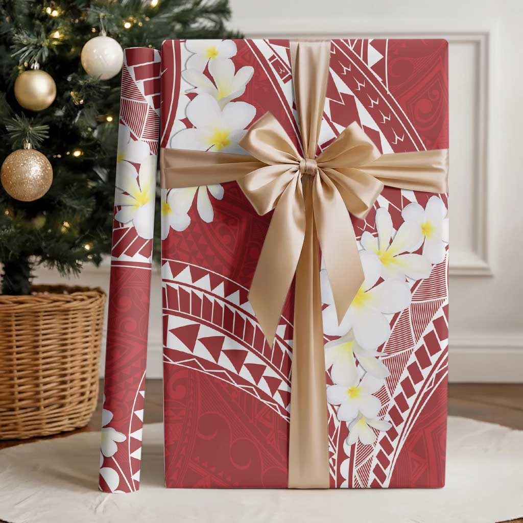 Polynesian Vintage Floral Wrapping Paper Scarlet Motifs