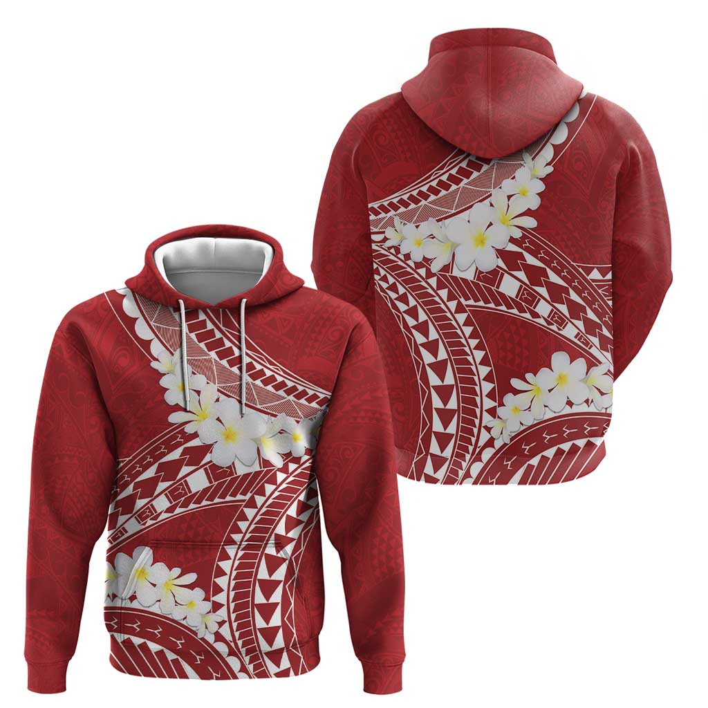 Polynesian Vintage Floral Zip Hoodie Scarlet Motifs - Polynesian Pride