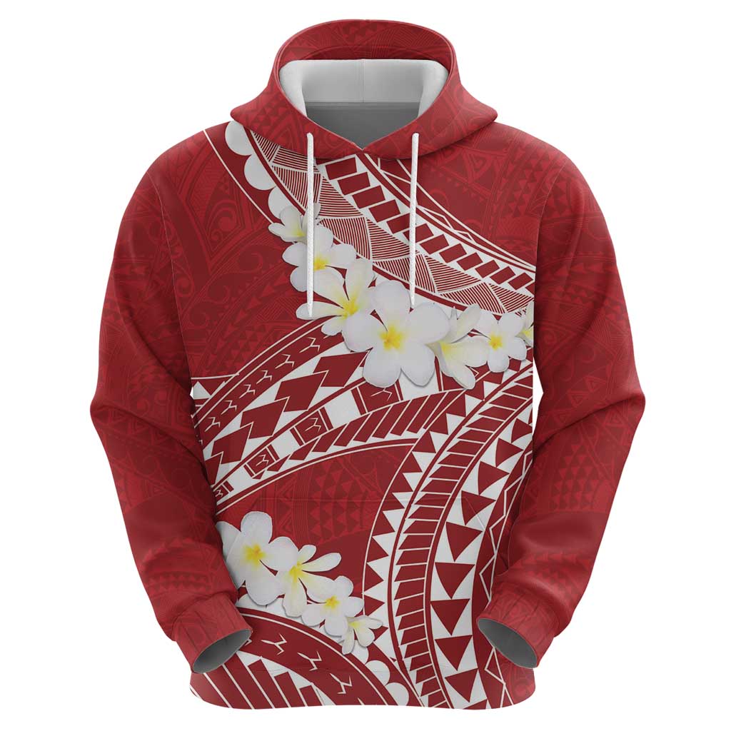 Polynesian Vintage Floral Zip Hoodie Scarlet Motifs - Polynesian Pride