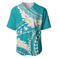 Polynesian Vintage Floral Baseball Jersey Teal Motifs - Polynesian Pride