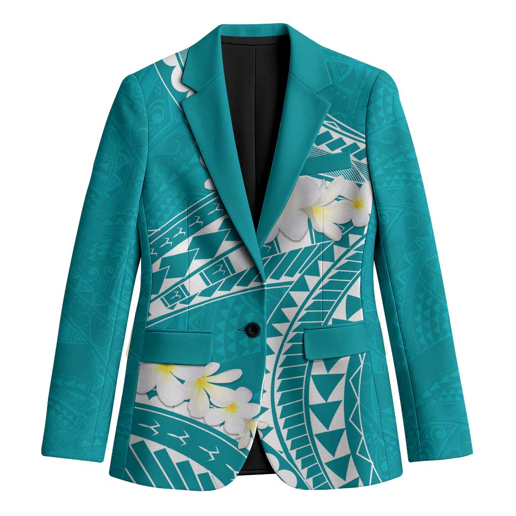 Polynesian Vintage Floral Blazer Teal Motifs LT7 Unisex Teal - Polynesian Pride