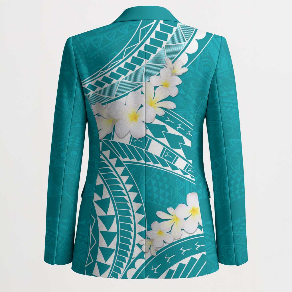 Polynesian Vintage Floral Blazer Teal Motifs LT7 - Polynesian Pride