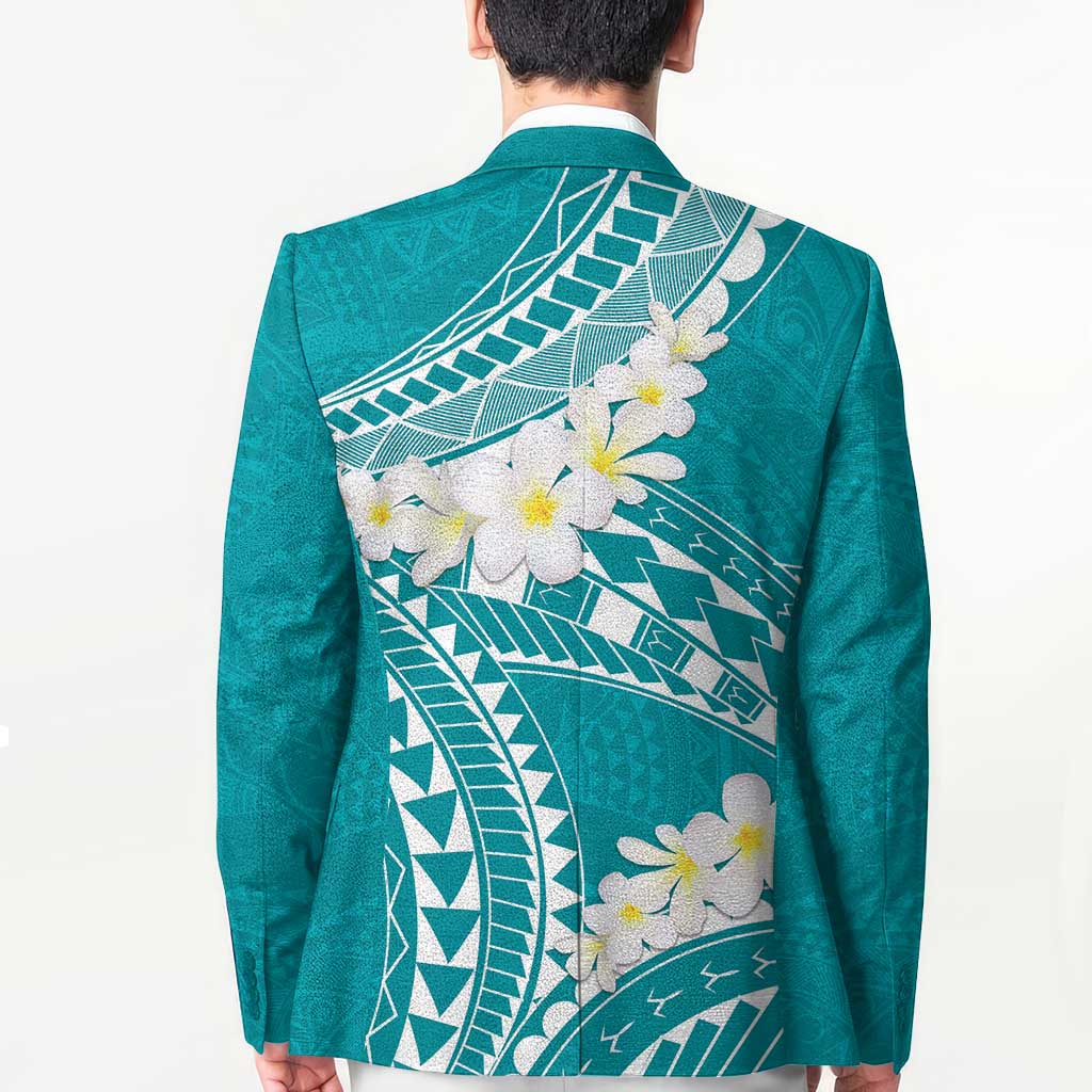 Polynesian Vintage Floral Blazer Teal Motifs LT7 - Polynesian Pride