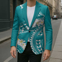 Polynesian Vintage Floral Blazer Teal Motifs LT7 - Polynesian Pride