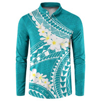 Polynesian Vintage Floral Button Sweatshirt Teal Motifs LT7 Teal - Polynesian Pride
