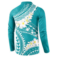 Polynesian Vintage Floral Button Sweatshirt Teal Motifs LT7 - Polynesian Pride