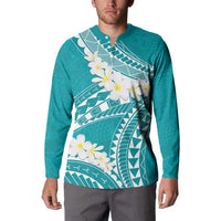 Polynesian Vintage Floral Button Sweatshirt Teal Motifs LT7 - Polynesian Pride