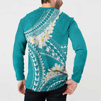 Polynesian Vintage Floral Button Sweatshirt Teal Motifs LT7 - Polynesian Pride