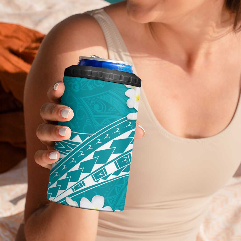 Polynesian Vintage Floral 4 in 1 Can Cooler Tumbler Teal Motifs - Polynesian Pride