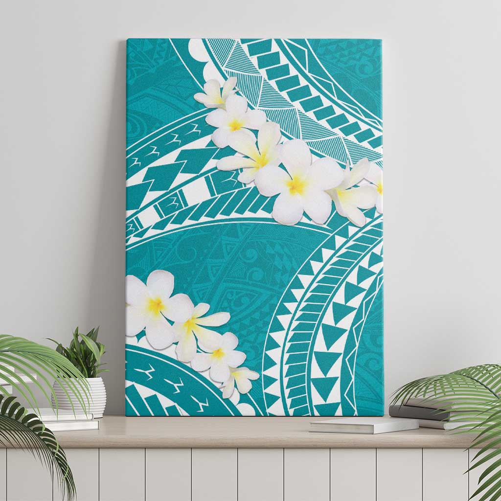 Polynesian Vintage Floral Canvas Wall Art Teal Motifs - Polynesian Pride