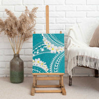 Polynesian Vintage Floral Canvas Wall Art Teal Motifs - Polynesian Pride