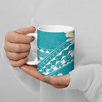 Polynesian Vintage Floral Ceramic Mug Teal Motifs - Polynesian Pride