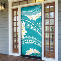 Polynesian Vintage Floral Door Cover Teal Motifs - Polynesian Pride