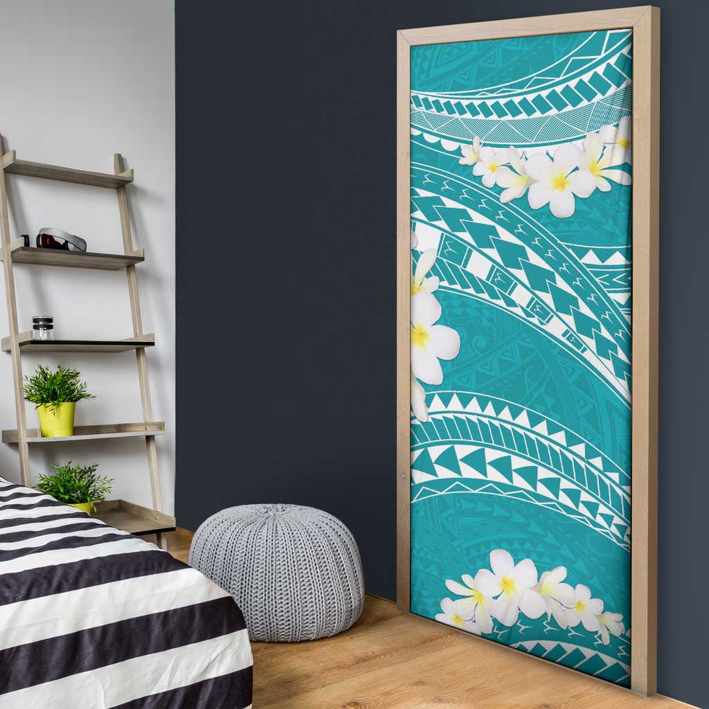 Polynesian Vintage Floral Door Cover Teal Motifs - Polynesian Pride