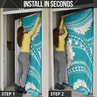 Polynesian Vintage Floral Door Cover Teal Motifs - Polynesian Pride