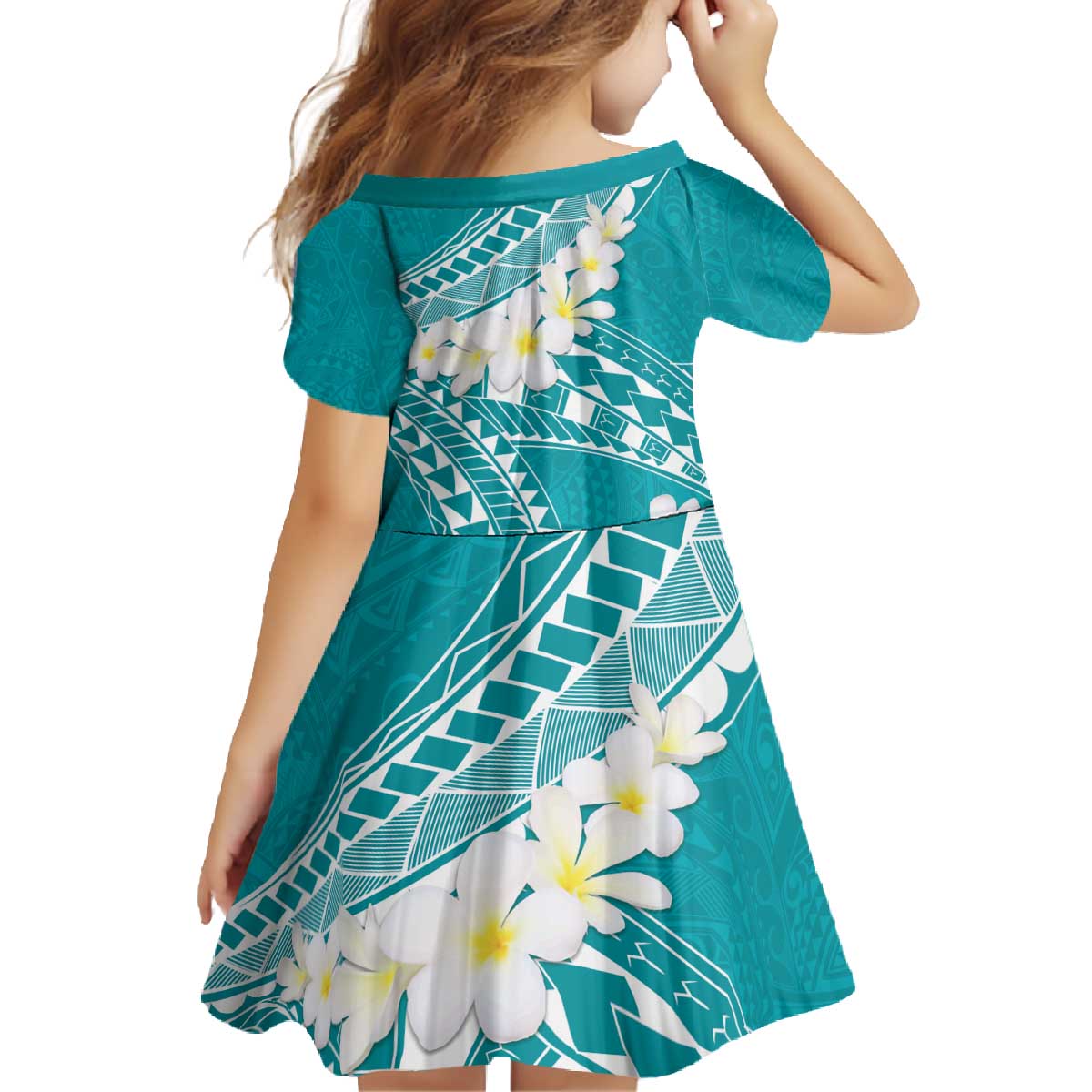 Polynesian Vintage Floral Family Matching Off The Shoulder Long Sleeve Dress and Hawaiian Shirt Teal Motifs - Polynesian Pride