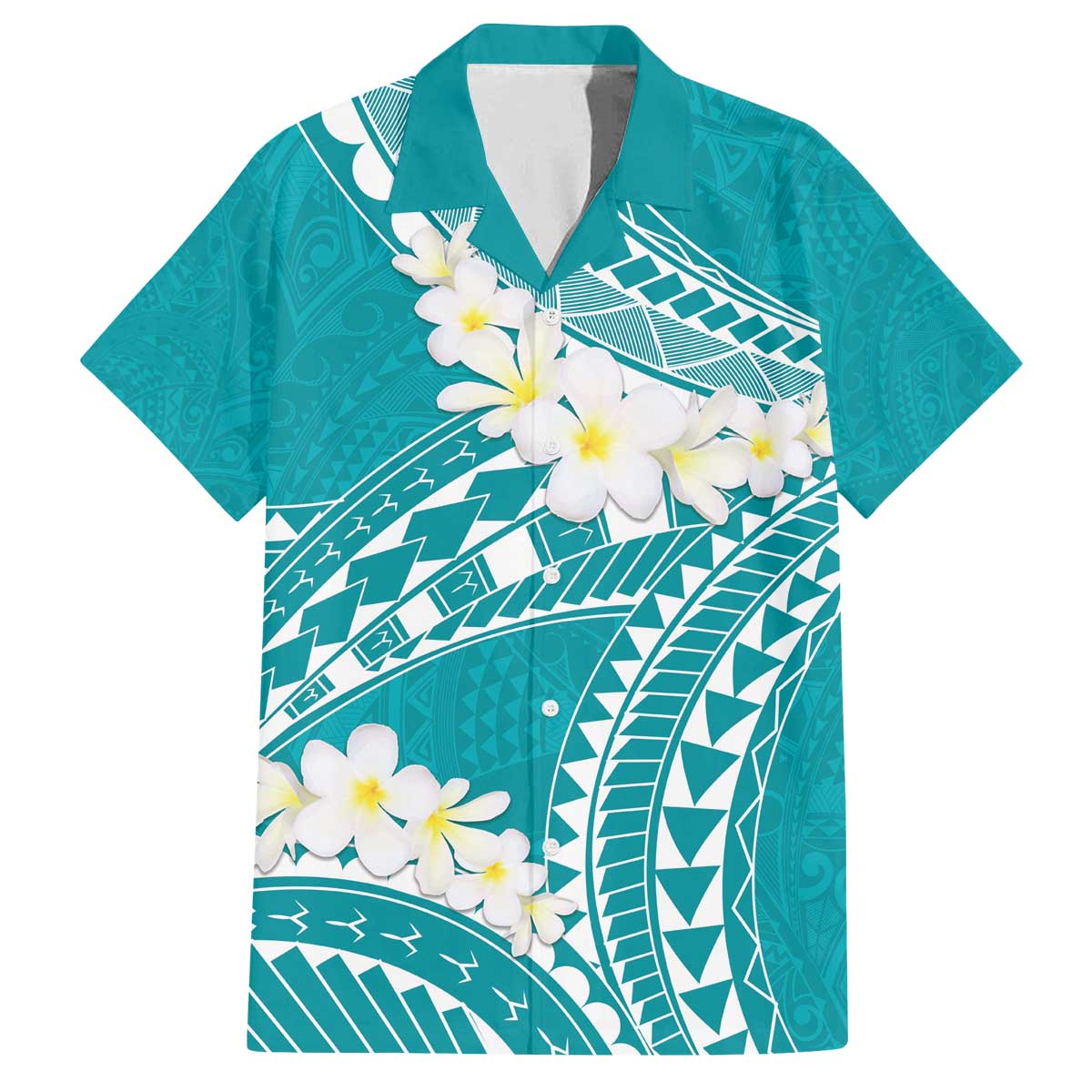 Polynesian Vintage Floral Family Matching Off The Shoulder Long Sleeve Dress and Hawaiian Shirt Teal Motifs - Polynesian Pride