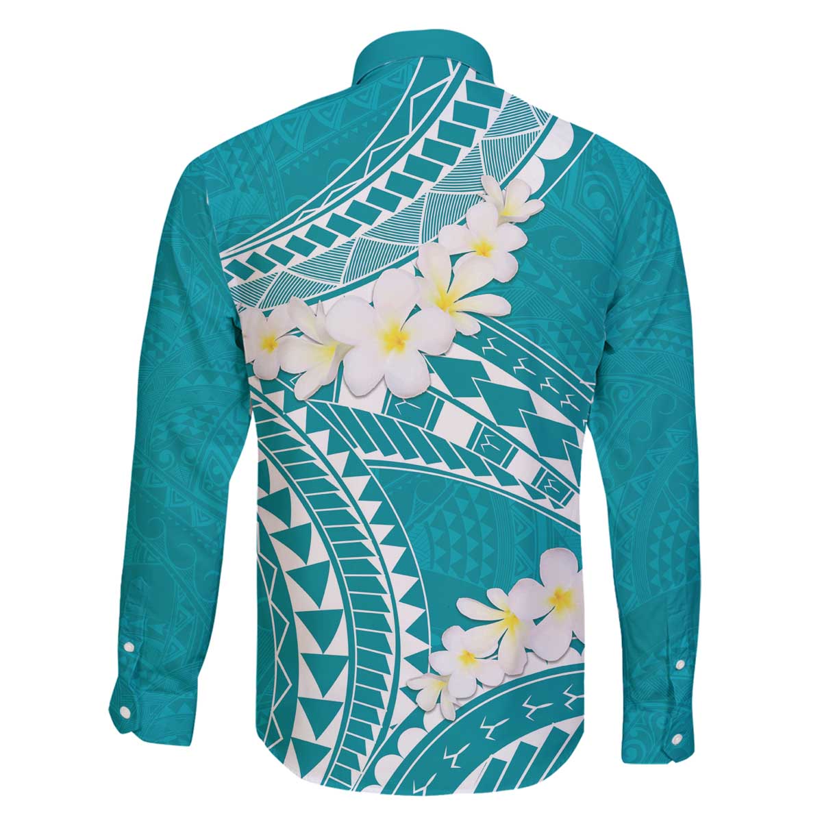 Polynesian Vintage Floral Family Matching Off The Shoulder Long Sleeve Dress and Hawaiian Shirt Teal Motifs - Polynesian Pride