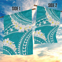 Polynesian Vintage Floral Garden Flag Teal Motifs - Polynesian Pride
