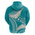 Polynesian Vintage Floral Hoodie Teal Motifs - Polynesian Pride