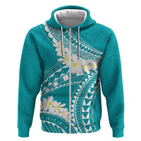 Polynesian Vintage Floral Hoodie Teal Motifs - Polynesian Pride