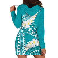 Polynesian Vintage Floral Hoodie Dress Teal Motifs - Polynesian Pride