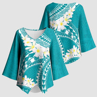 Polynesian Vintage Floral Kimono Sleeve Blouse Teal Motifs - Polynesian Pride