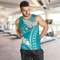 Polynesian Vintage Floral Men Tank Top Teal Motifs - Polynesian Pride