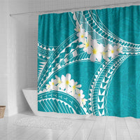 Polynesian Vintage Floral Shower Curtain Teal Motifs - Polynesian Pride