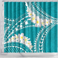 Polynesian Vintage Floral Shower Curtain Teal Motifs - Polynesian Pride