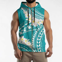 Polynesian Vintage Floral Sleeveless Zip Hoodie Teal Motifs - Polynesian Pride