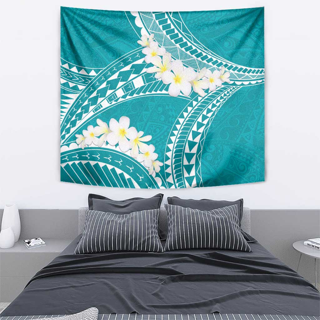 Polynesian Vintage Floral Tapestry Teal Motifs - Polynesian Pride