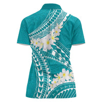 Polynesian Vintage Floral Women Polo Shirt Teal Motifs - Polynesian Pride
