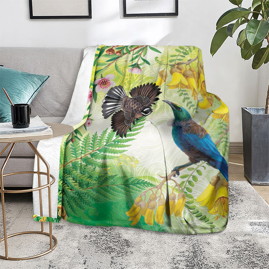New Zealand Maori Mahuru Blanket Tui With Pikawakawa Spring Colors LT7 - Polynesian Pride