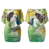 New Zealand Maori Mahuru Couples Matching Off Shoulder Short Dress and Hawaiian Shirt Tui With Pikawakawa Spring Colors LT7 - Polynesian Pride