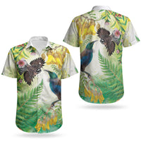 New Zealand Maori Mahuru Couples Matching Off Shoulder Short Dress and Hawaiian Shirt Tui With Pikawakawa Spring Colors LT7 - Polynesian Pride