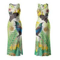 New Zealand Maori Mahuru Couples Matching Tank Maxi Dress and Hawaiian Shirt Tui With Pikawakawa Spring Colors LT7 - Polynesian Pride