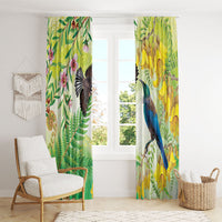 New Zealand Maori Mahuru Window Curtain Tui With Pikawakawa Spring Colors LT7 - Polynesian Pride