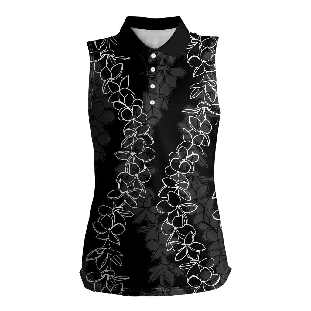 Hawaii Plumeria Lei Women Sleeveless Polo Shirt Aloha Festive Vibe