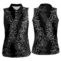 Hawaii Plumeria Lei Women Sleeveless Polo Shirt Aloha Festive Vibe